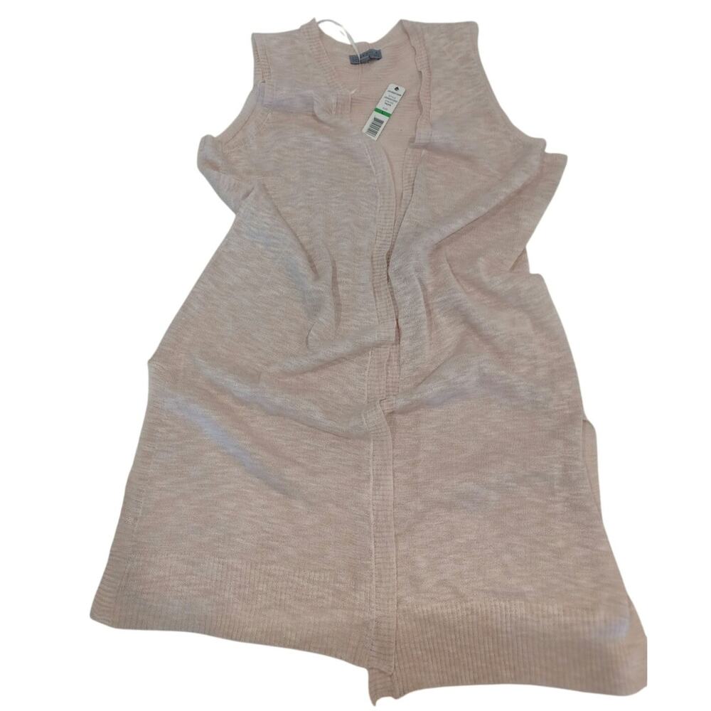 NEW Joseph A. Fringe Open Face Vest Women's Size Large Color Taupe